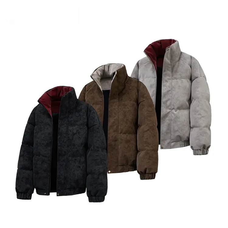 撞色加厚款皮棉服男冬季情侣面包服保暖防水防风休闲外套