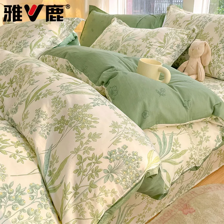 V/雅鹿纯棉被套单件100全棉被单学生宿舍单人褥子套150x200被罩套商品图