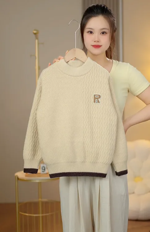 2025男童中大童新款韩国绒水波纹针织毛衣秋冬时尚百搭洋气韩版款