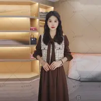 nuobeiyin/诺贝因秋冬款小香风马甲连衣裙时尚两件套装NTS683121