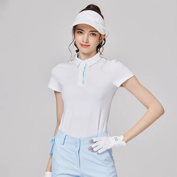 高尔夫短袖透气短袖运动POLO衫翻领夏季女士女款弹力修身春季