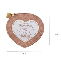 三丽鸥家族复古格纹系列爱心收纳包（棕色）-Hello Kitty款