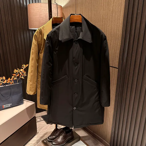 【轻商务 双层领设计】25冬季男士高品质中长款翻领白鸭绒羽绒服