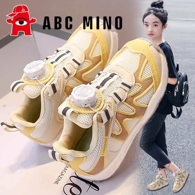 ABC MINO女童鞋子秋季儿童网面运动鞋女孩轻便休闲鞋中大童阿甘鞋
