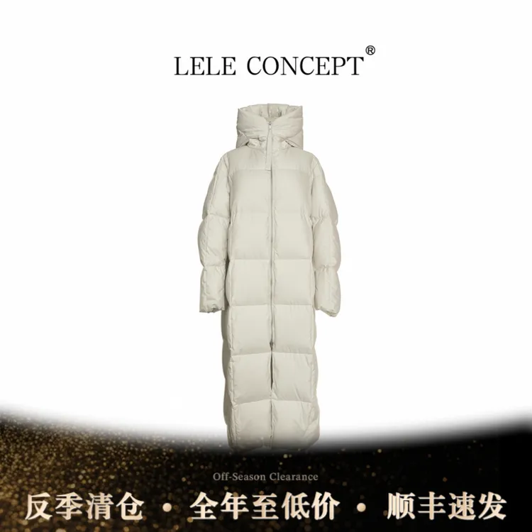 LELE CONCEPT【东北往事】轻奢气质长款连帽拉链羽绒服FY25D0004Y