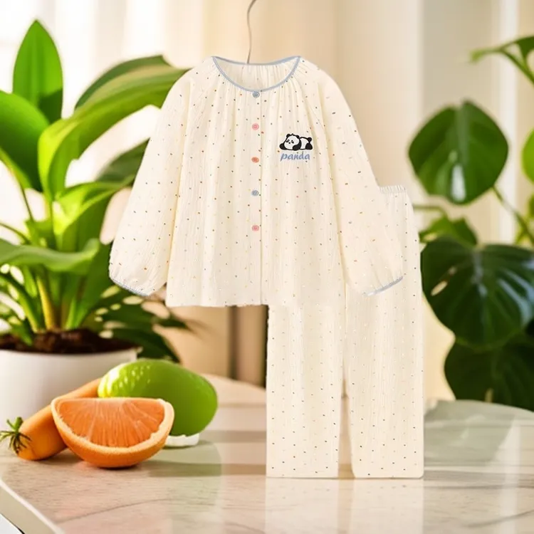 『糖果潘达』睡衣春秋款可爱熊猫长袖套装2025新款纯棉纱布家居服