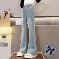 女童蝴蝶结喇叭牛仔裤907