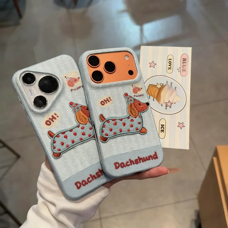 礼帽腊肠狗适用苹果17/16Promax华为OPPO小米17VIVO一加新款女壳