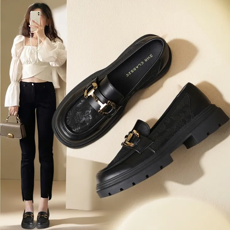 真皮百搭厚底粗跟ZHR/则则洋气软底爆款瓢鞋护士制服网纱凉鞋女款