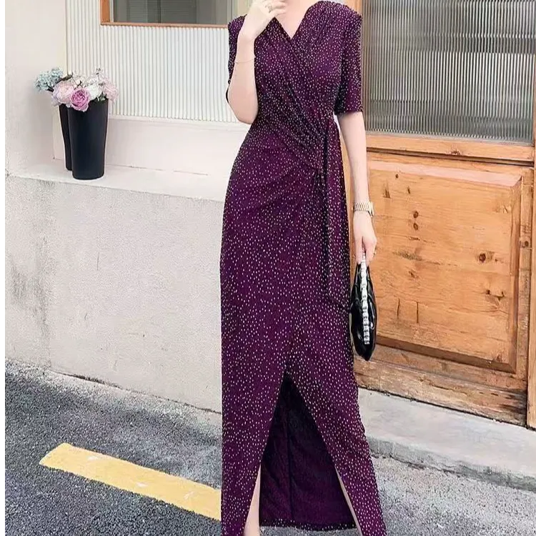 【高端定制·小众设计】法式优雅性感荷叶边修身连衣裙61315