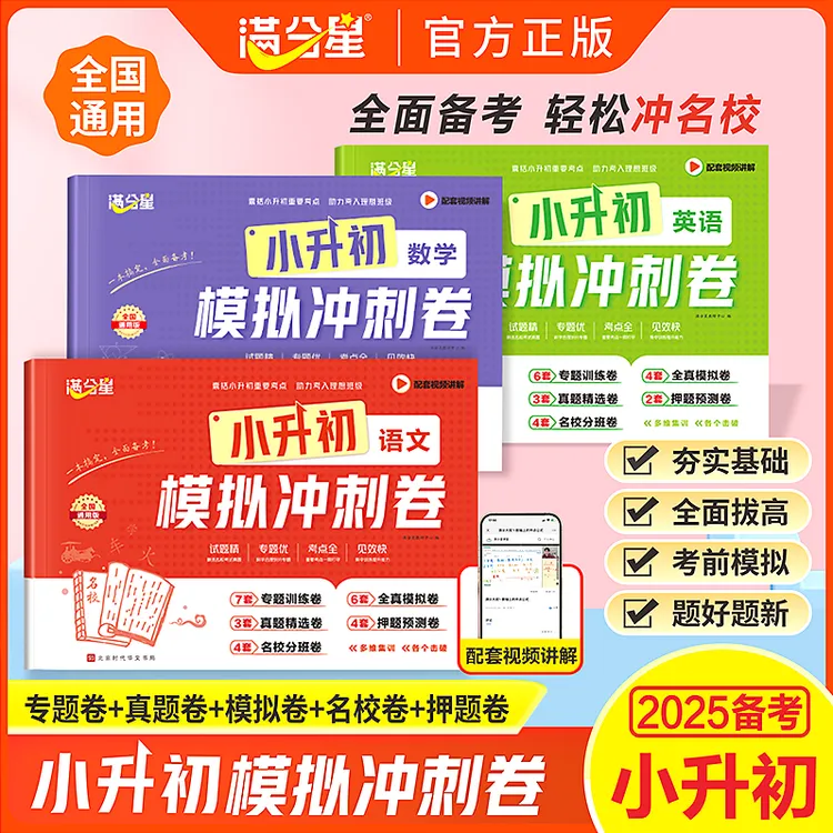 【小升初模拟冲刺卷】2025语数英名校真题冲刺卷毕业总复习全国通用