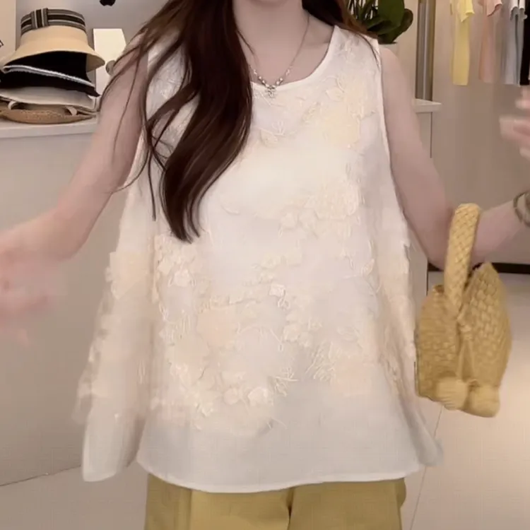 时尚中式新国风重工刺绣亮片气质背心2025夏季新款减龄无袖上衣