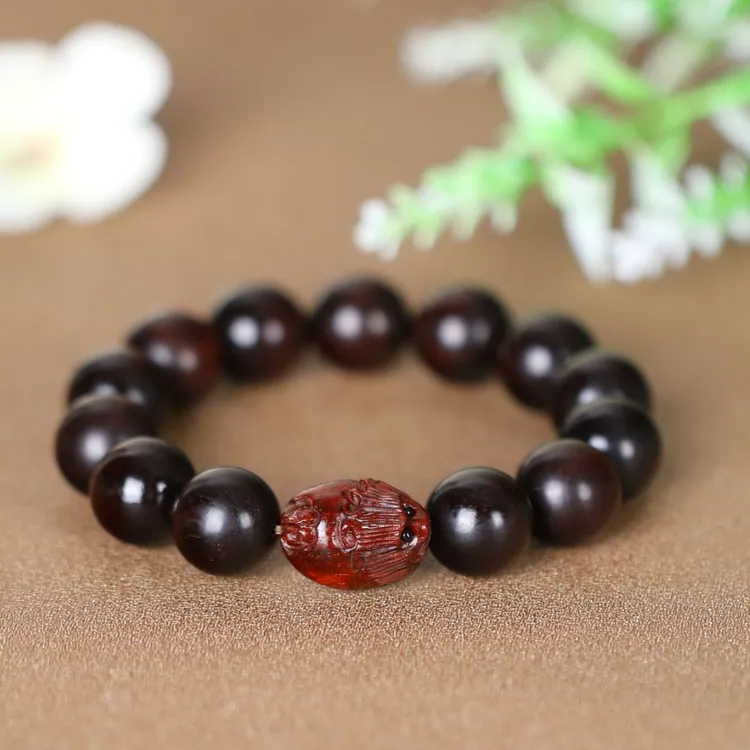 小叶紫檀貔貅手串15mm 男士大单圈手串 原木老料高品质商品图