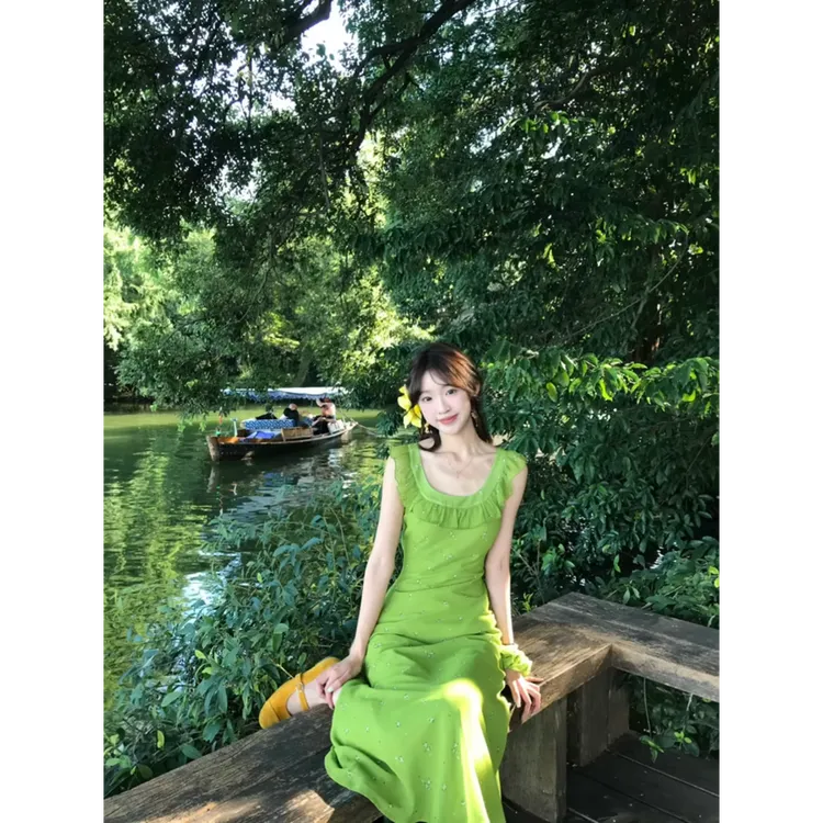 MARIE.COCO夏日小清新森系绝美连衣裙女设计感花边漂亮小印花长裙