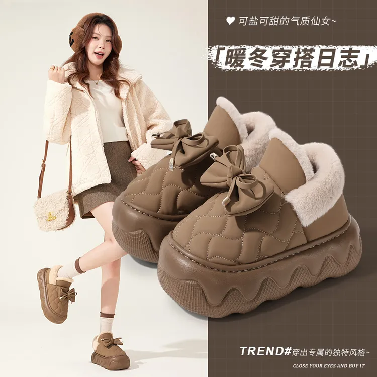 外穿增高防滑户外穿棉拖鞋女2025防水棉拖鞋女家居保暖加厚底秋冬