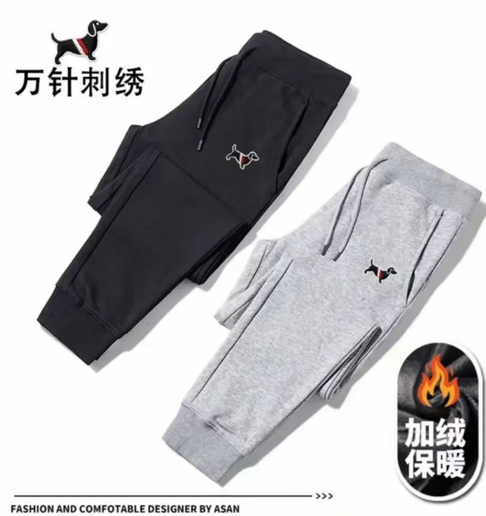 【加绒加厚】刺绣款加绒卫裤男女同款时尚百搭华棉裤子刺绣腊肠狗