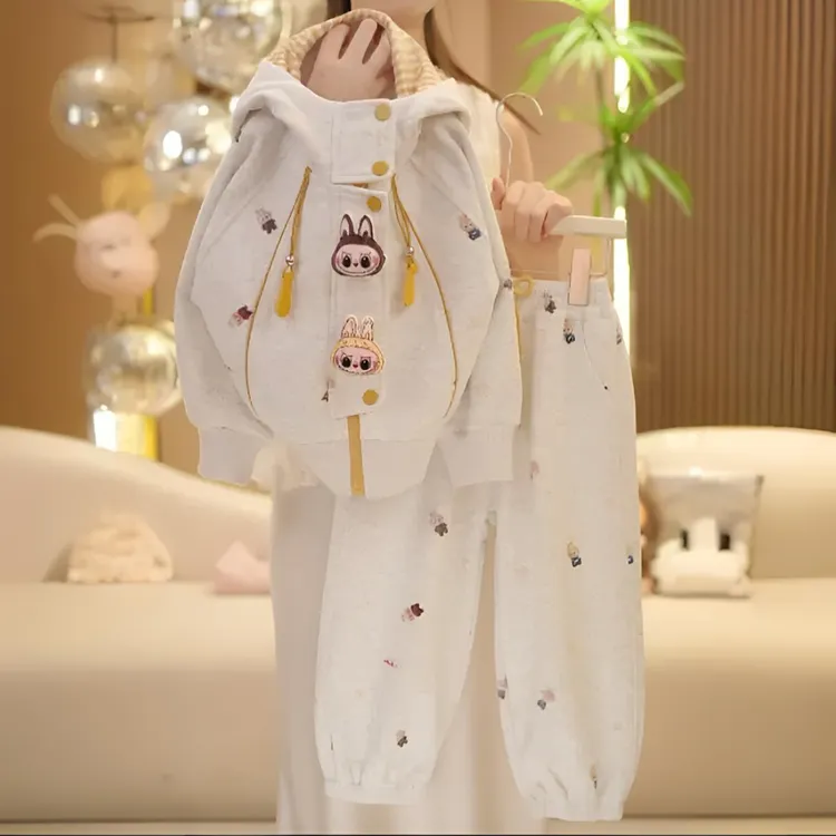 2025新款女童拉布布韩版秋装宝宝洋气上衣连帽卡通休闲春秋套装