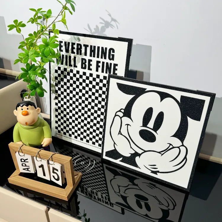 【无框画】北欧客厅黑白灰简约卡通米奇摆件酒柜电视柜画装饰画