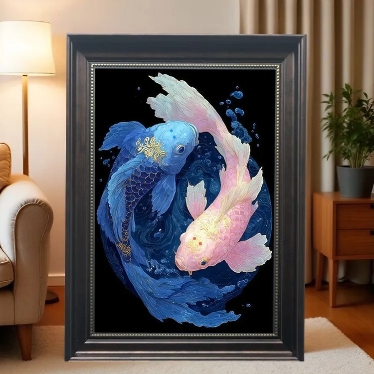 转运锦鲤拼图1000片带相框胶水高级感生日礼物客厅卧室解压装饰画