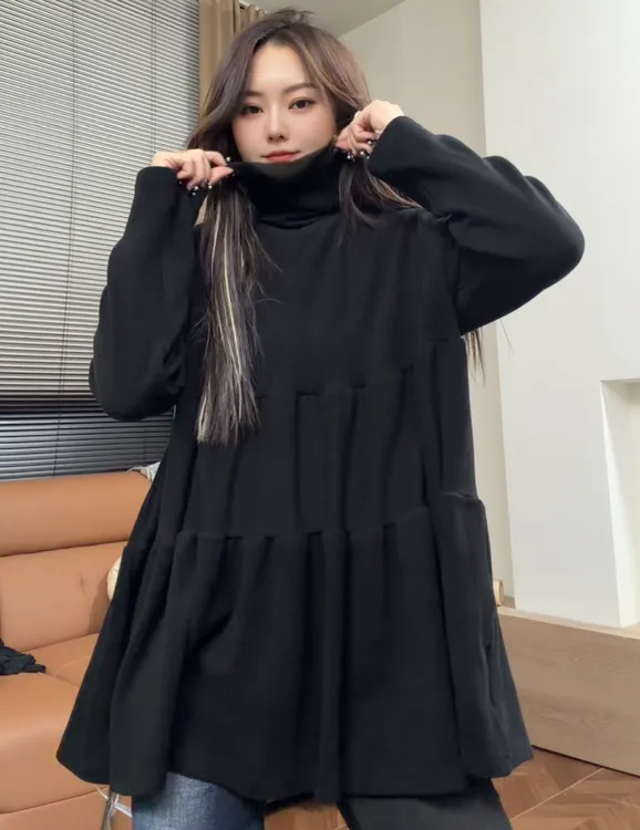 museguhui/木色古汇825152#高领德绒纯色时尚气质娃娃打底衫