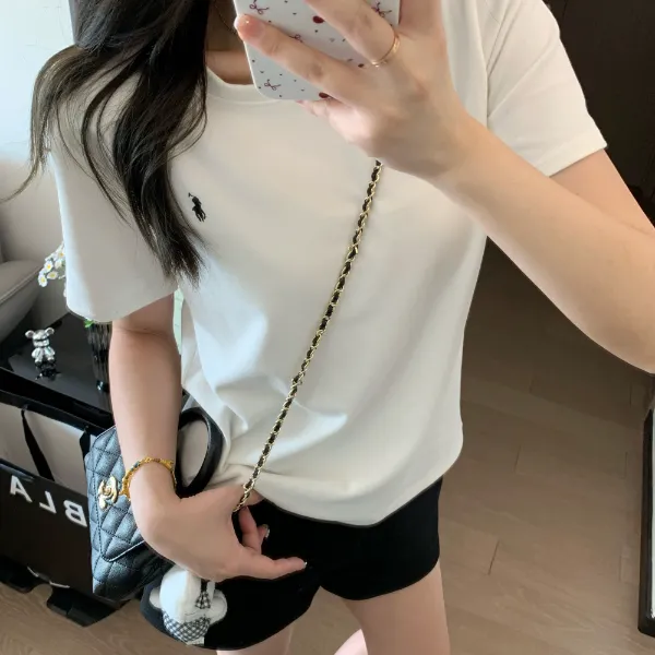 【露露专属】粉丝福利小马刺绣云朵棉T恤短袖女韩系正肩圆领上衣D1