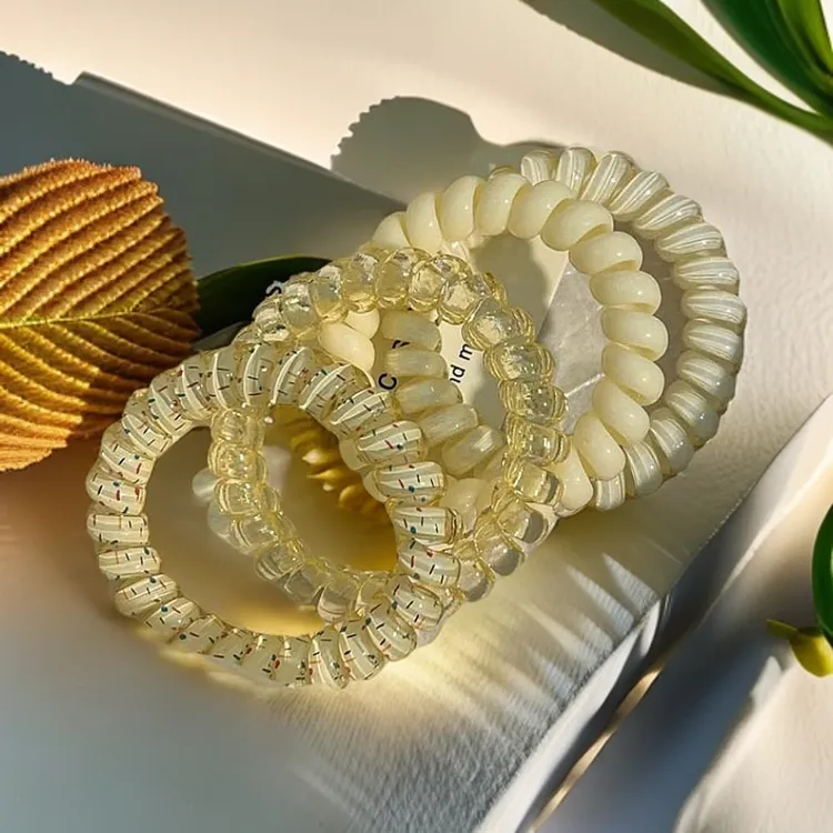 韩式少女~高品质葡萄椰椰波点电话线夏天清新百搭日常发绳耐用