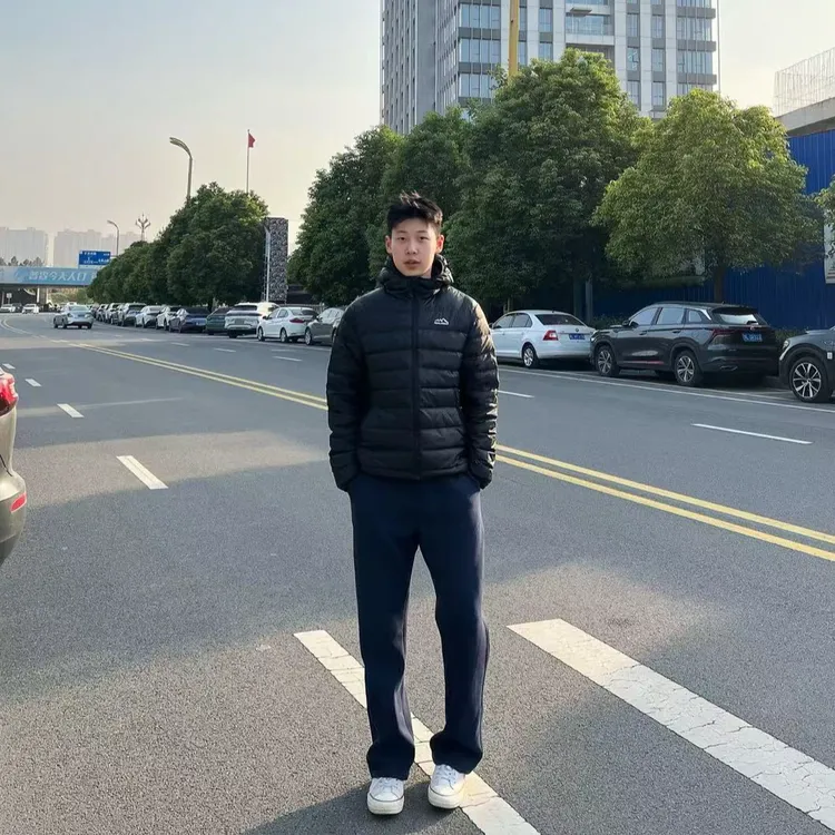 【纪简】加绒加厚撞色松紧腰斜切直筒卫裤冬宽松弹力百搭男士休闲裤