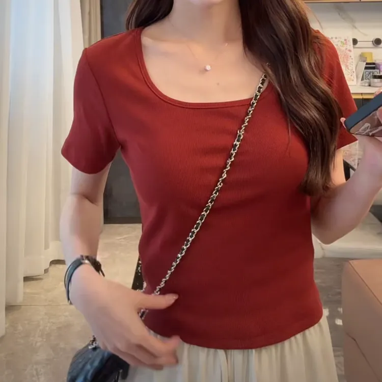 沙漏腰夏季显瘦露腰短袖T恤女2025夏季新款小众设计感时尚短袖