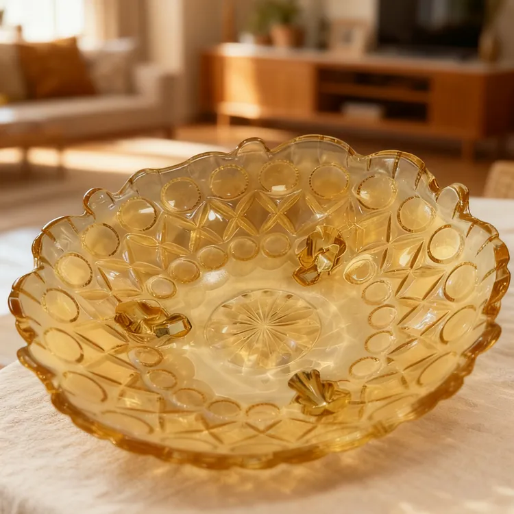 高颜值琥珀色三足沙拉碗彩色玻璃果盘酸奶碗糖果盘家用客厅