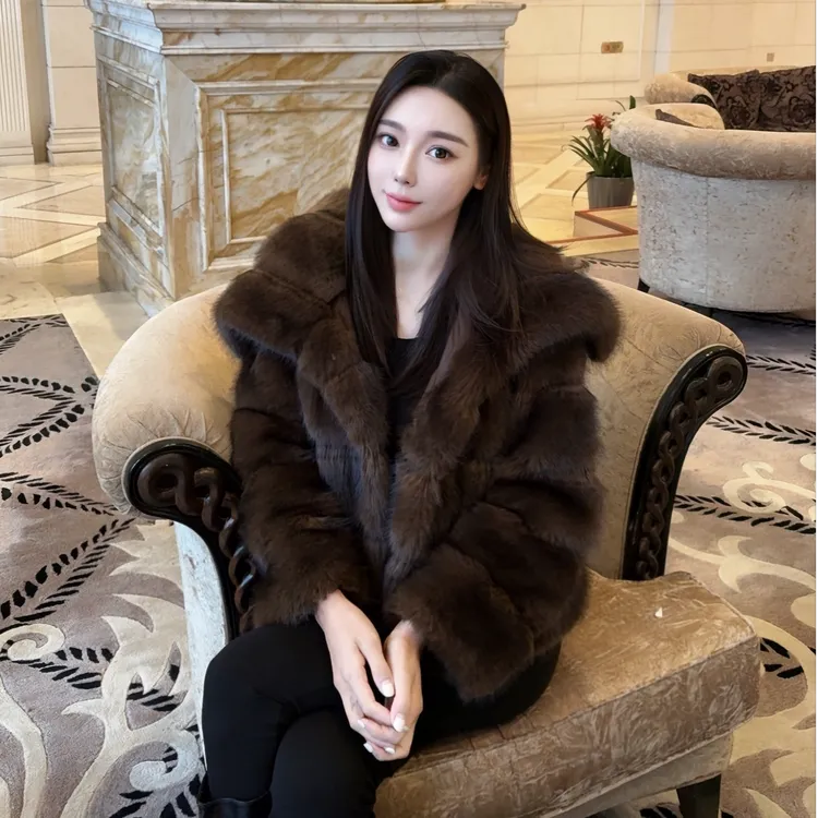 【张大大专属】大翻领时装款小个子毛毛外套女