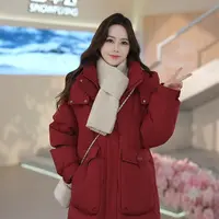 【中国红】雪中飞新款长款羽绒服女士女款休闲保暖GQX40148686F