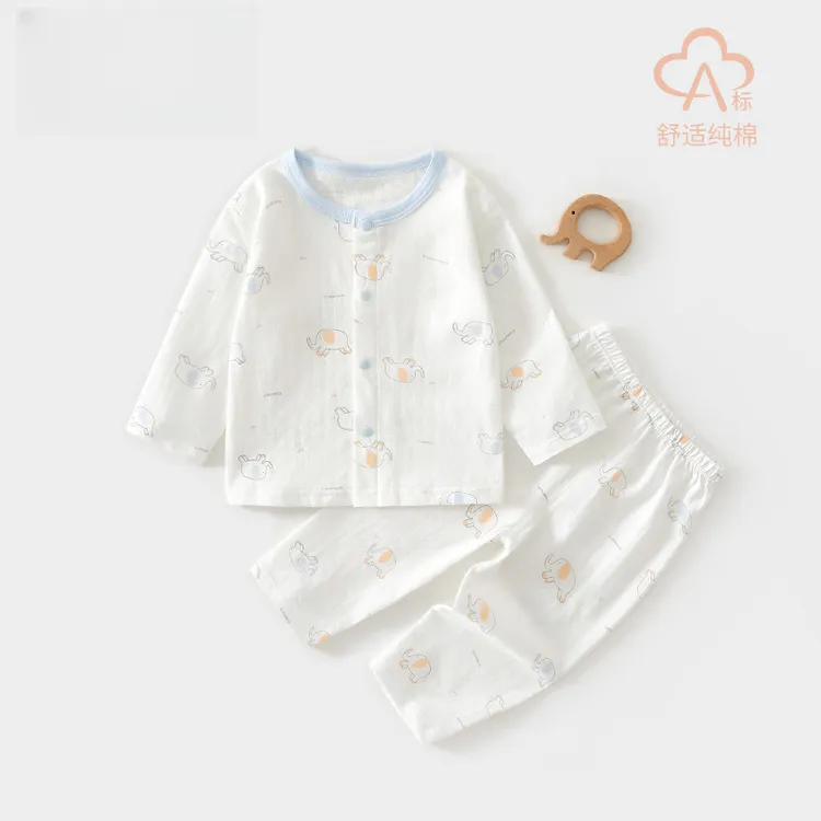 夏季薄款儿童家居服套装婴儿长袖分体衣纯棉宝宝空调服婴幼儿睡衣