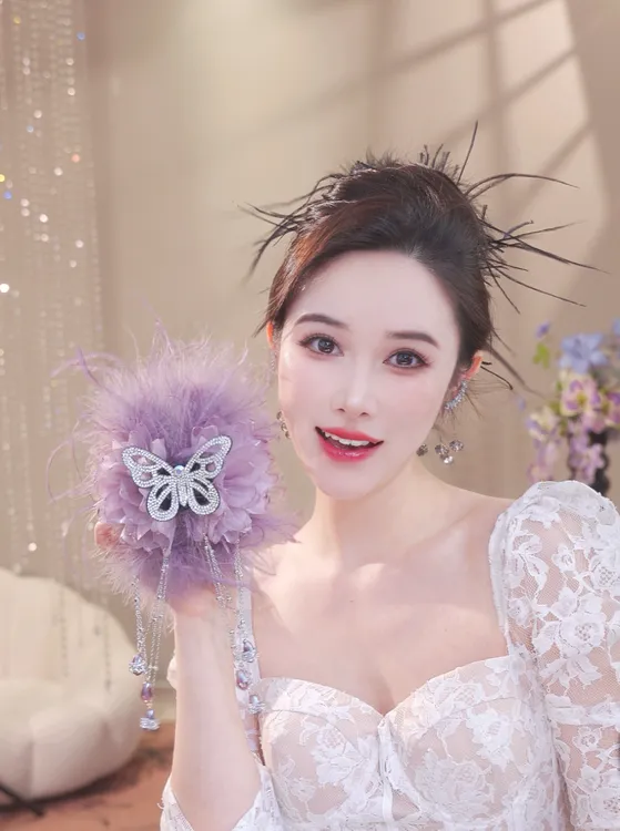 【浣花羽毛】早秋新款气质优雅流苏抓夹蓬松毛毛显发量鲨鱼夹3218