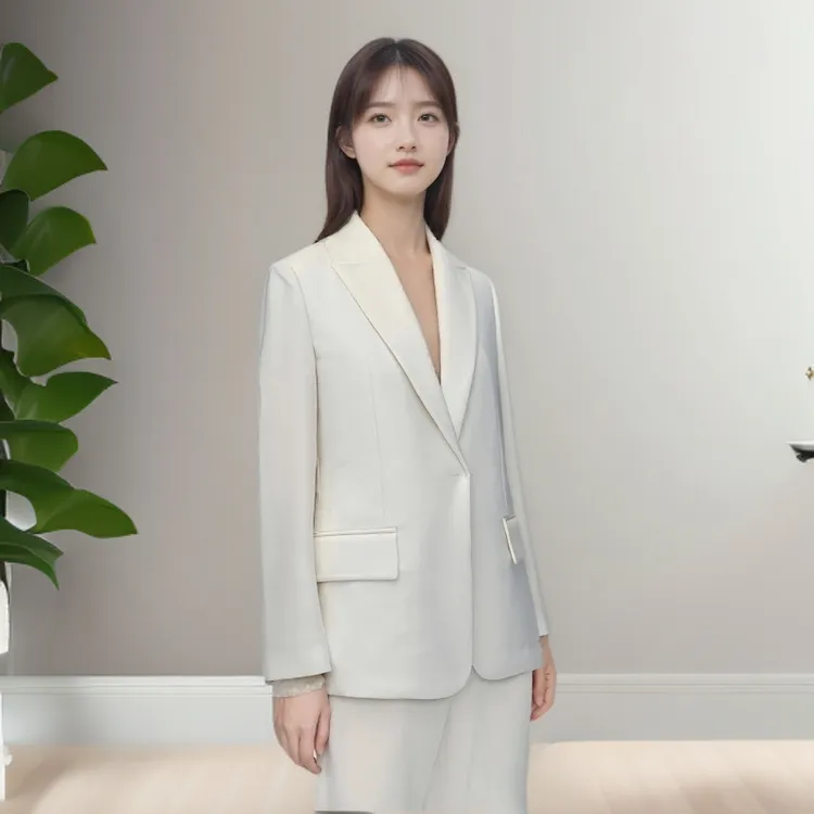 舒与石0071白色正装修身西装气质长袖时尚休闲纯欲慵懒风女装