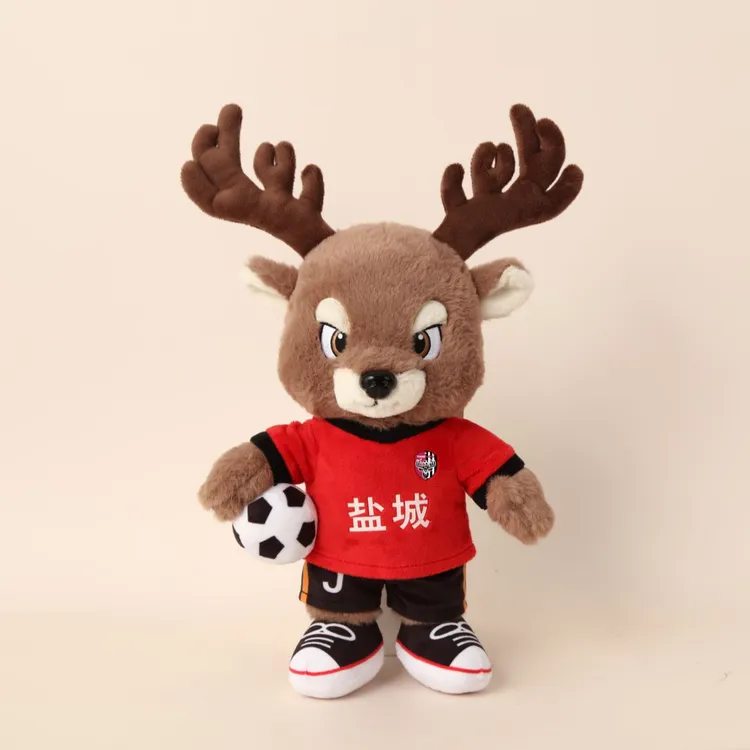江苏城市足球联赛吉祥物鹿铁军盐城队公仔开售小麋鹿毛绒玩偶挂件