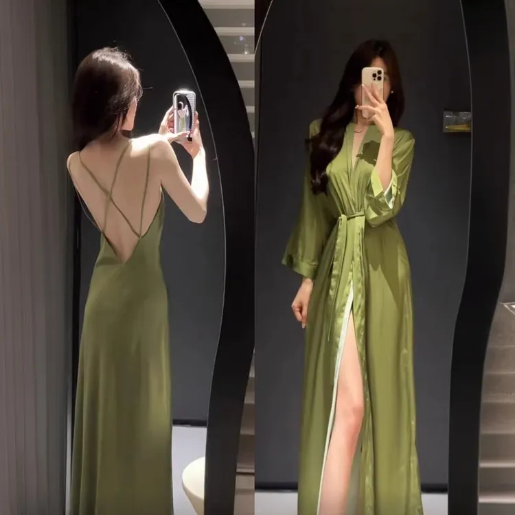 维多利亚性感带胸垫美背睡衣女士2025新款高级感修身显瘦吊带睡裙