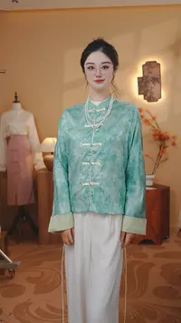 【柚野】网红盘扣时尚国风秋款女装圆领贵气小衫