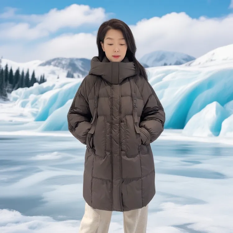 磁吸扣韩版连帽外出新款外套加厚修身外套保暖羽绒服1506