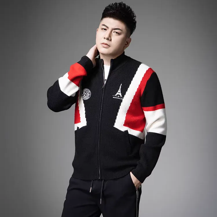 男士混纺开衫毛衣冬季新款慵懒风柔软保暖刺绣设计时尚休闲外套