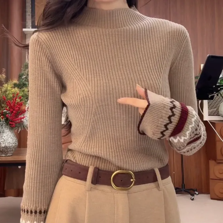 【费尔岛】冬季新款韩版设计感修身百搭时尚女针织衫LK2508980