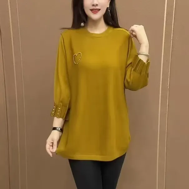 时尚韩版纯色百搭减龄毛衣新款宽松休闲气质减龄妈妈装针织衫女