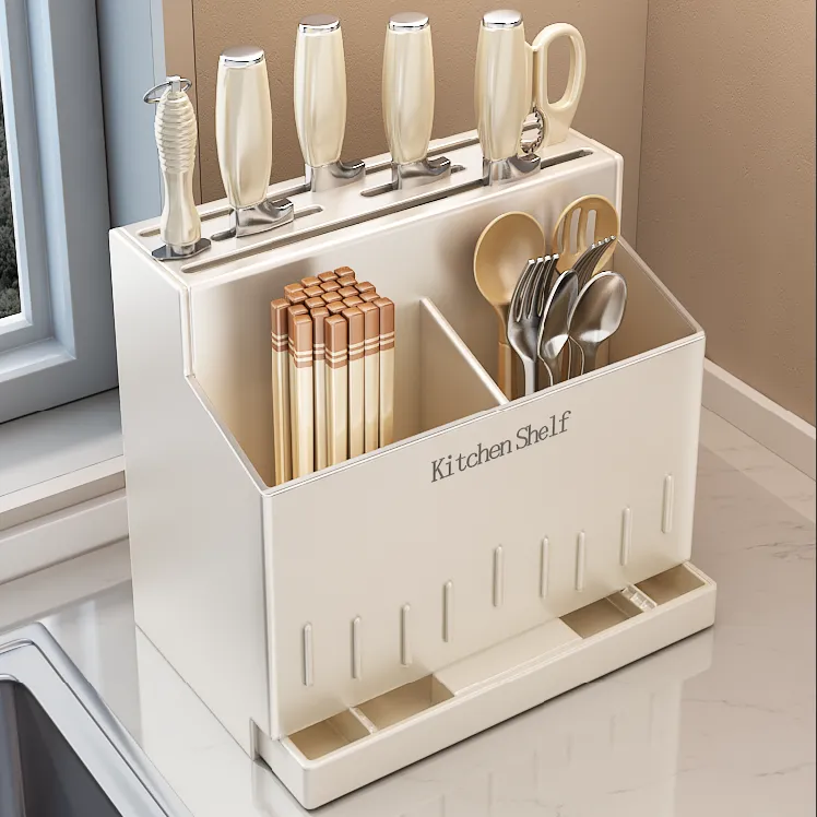 筷子收纳盒家用筷子筒壁挂式快笼桶篓不锈钢厨房刀架置物架沥水