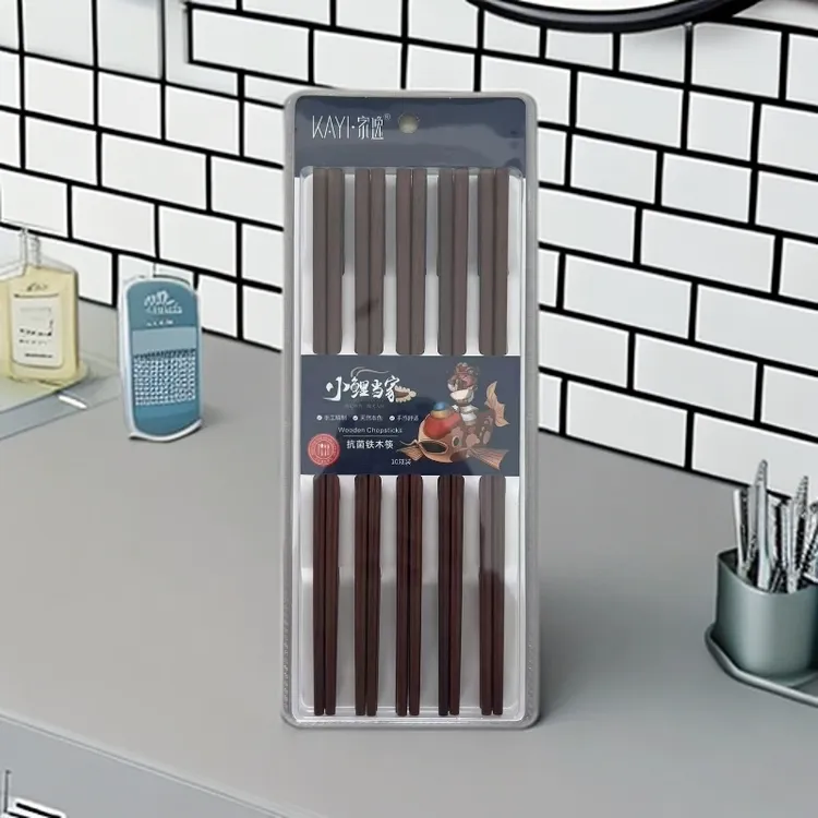 天然本色10双装抗菌铁木筷手工精制天然本色手感舒适家用餐具