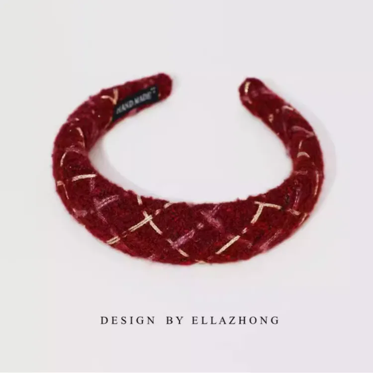 圣诞发饰~甜美显白发箍头箍毛绒酒红色发卡简约百搭减龄喜庆头饰