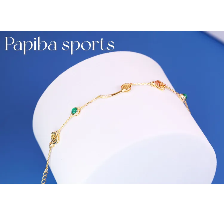 925银手链 Papiba一起吧 纯银镀金原创 羽毛球手链