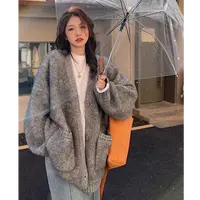 韩系东大门复古慵懒风松弛感加厚软糯宽松秋冬针织毛衣开衫外套