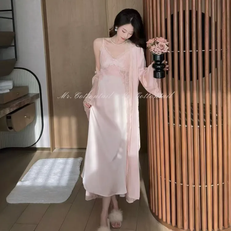 棉尾小姐【琉璃月影】橱窗专享法式吊带睡裙女性感风丝质两件套女