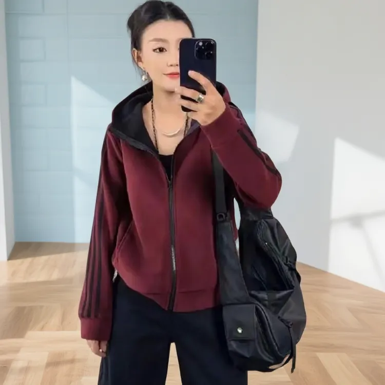 秋季休闲风纯色常规女连帽打底衫休闲ins卫衣网红