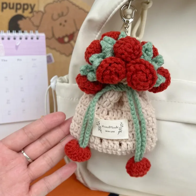 【优选好物】手工DIY毛线编织玫瑰耳机包材料包装饰挂件送女生礼物