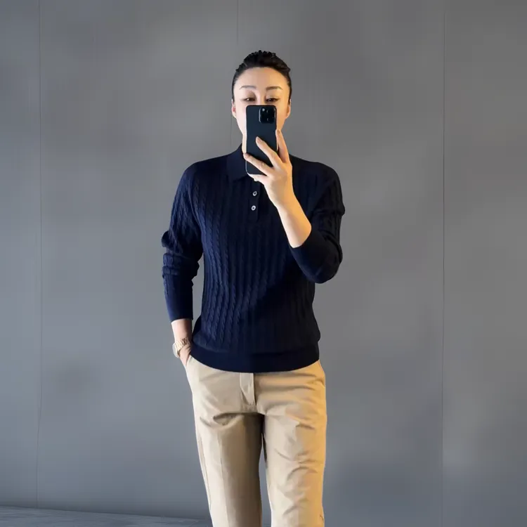 欧货轻奢POLO衫长袖秋冬新品商务休闲上衣保暖气质针织衫毛衣男士